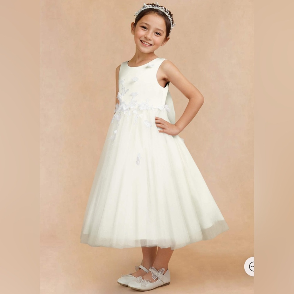 Azazie Tillie Flower Girl Dress | Ivory | A-Line Lace Tulle Dress